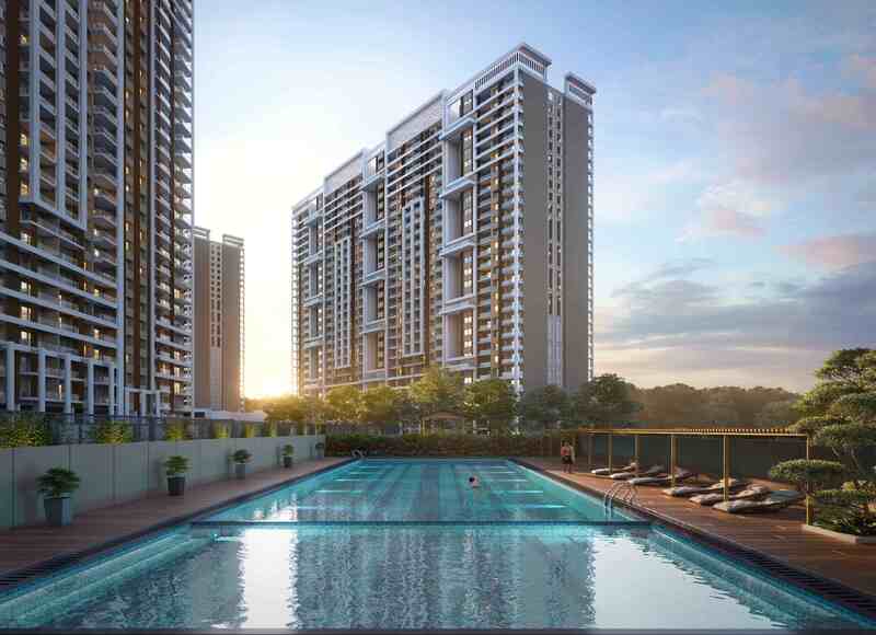 Premium 2 and 3 BHK luxury apartments tower elevation at Nyati Esteban II Undri Pune